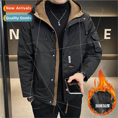 Two cotton thickened hooded cotton jacket men 2023 winter  c