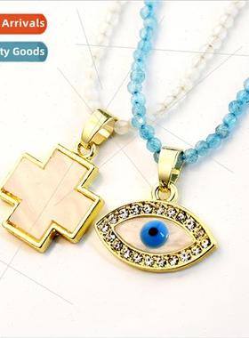 Ins wind Europe simple cross blue eyes pendant jewelry femal
