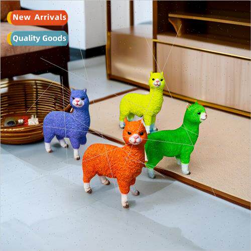 Solid color cute simulation alpaca animal decorations home l