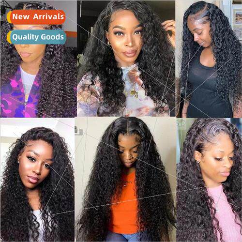 Wigs Europe ladies black center parted long curly hair small