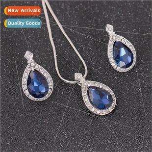 shaped drop zirconia earrings necklace Europe diamond simple