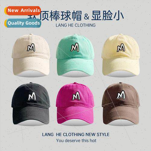 licone M letters baseball cap female  washed soft top casual