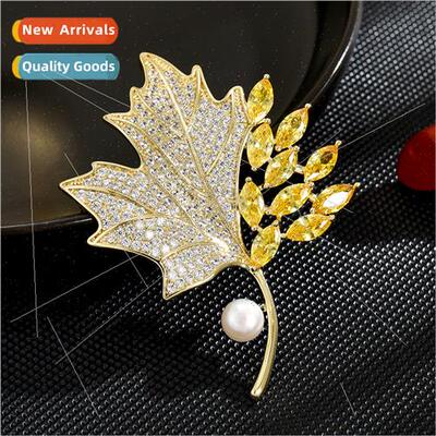 INS elegant high-grade full zirconium Englmaple leaf coat br