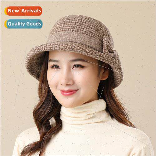 Autumn and winter elderly womens hats mother warm tweed bowl