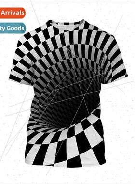 2022 Mens new black hole 3d t-shirt visual deception short-s