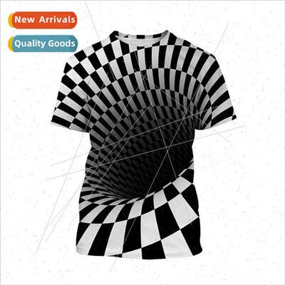 2022 Mens new black hole 3d t-shirt visual deception short-s