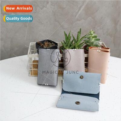 Italy rubbing waxed leather short small wallet fog waxed lea