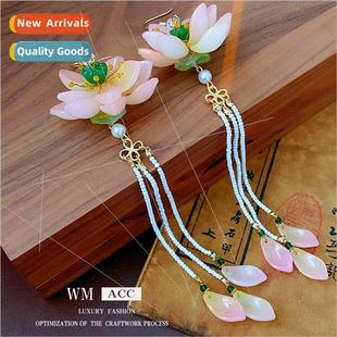 rice beads hundred lotus earri hooks pearl ear Glazed tassel