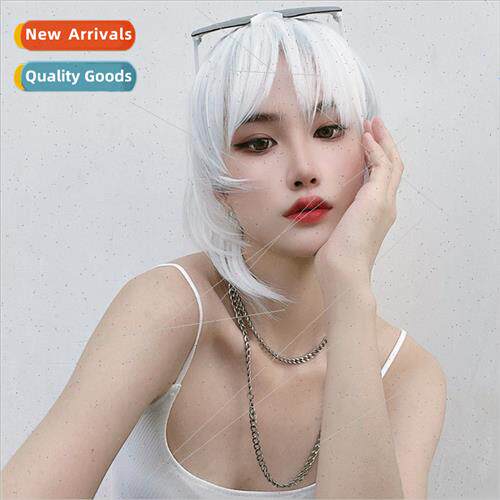 Anime wigs 适用men women short hair mullet head white machin