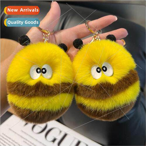 Real otter rabb hair car keychain pendant ins plush ball boo