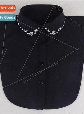 Korea new false collars women shirt sweater blue beaded flor