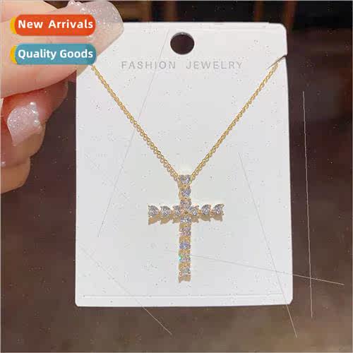 Super Shiny Delicate Zirconia Cross Necklace che Versatile c
