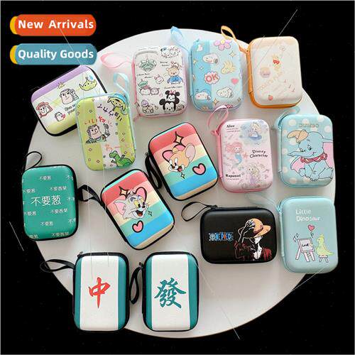 Rectangular cartoon headphone organizer bag large coin purse