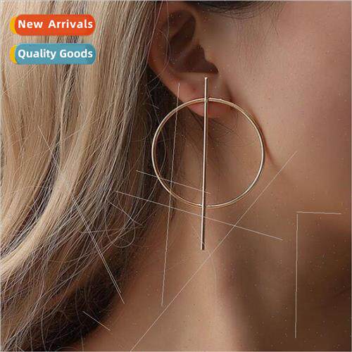 Europe large earrings circle hollowed out simple long earrin