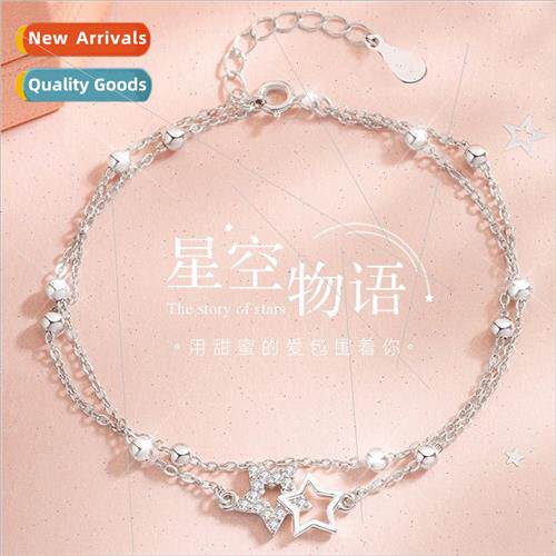 s925 silver double-layer star bracelet female starry sky sto