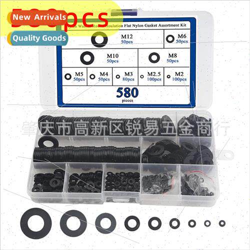 580pcs boxed black whe plastic plastic nylon flat washer ins