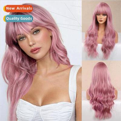 Wig Europe ladies air bangs long curly hair big wave chemica