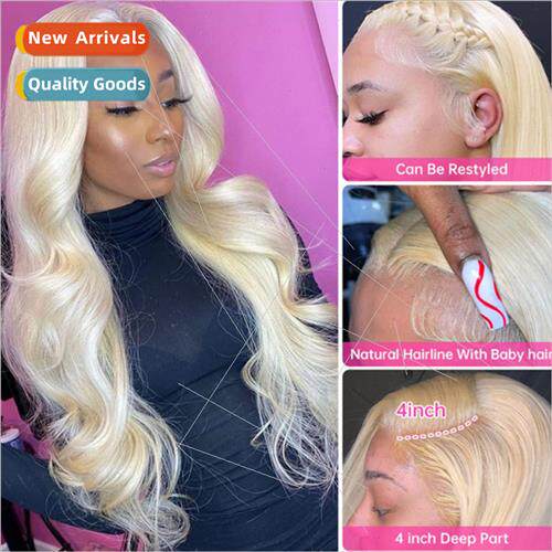 Europe women wigs new light blonde center parted big wave lo