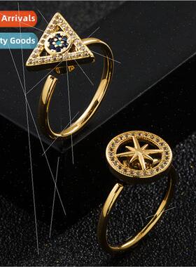 Europe Fashion Trend Copper Gold Plated Zirconia Micro-set R