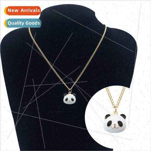 Europe Chinese cute alloy oil drop panda necklace creative a