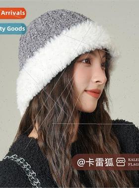 Fluffy fisherman hat 2023 new fall winter warm knted versati
