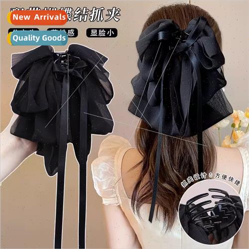 Korea bow hair clips flutter boversized back head grab clip