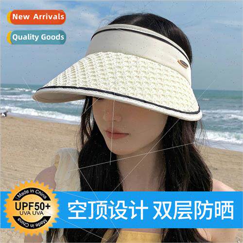 New knted hollow large brim hollow top sun hat female summer