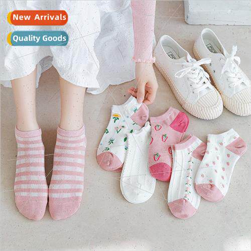 Summer shallow pink socks female short socks ins tide spring