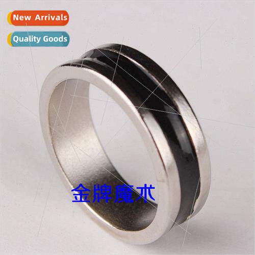 Magnetic Ring lver Color Black Stripe Black Circle on lver B