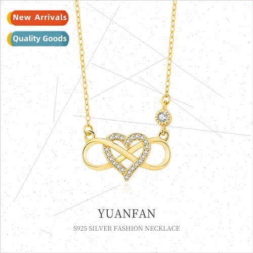 925 silver Zirconia Heart Necklace Women che ins Collarbone