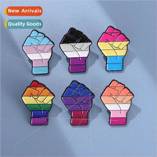 Macaroon fist shape metal baking paint badge clothes backpac