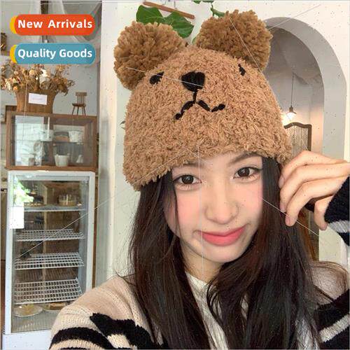 Korea cute cartoon bear knted cap girl heart fall winter plu