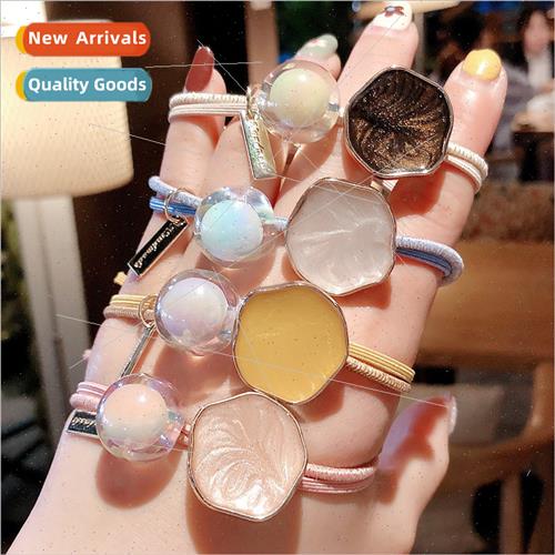 Teenage girl colorful transparent jelly round ball hair rope