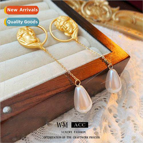 Earrings silver Needle Portra Pearl Tassel Earrings Vintage