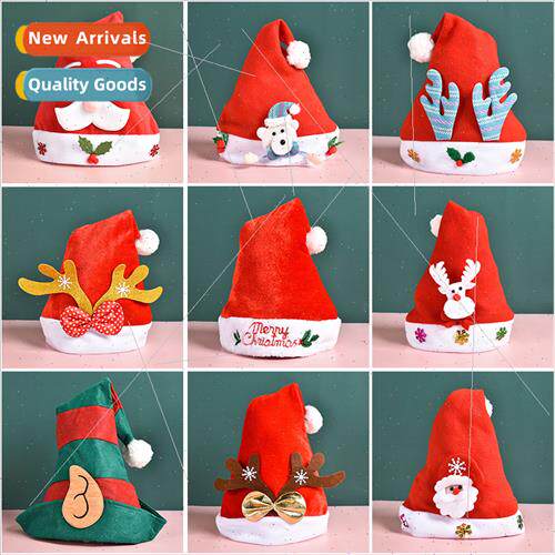 Christmas Adult Red Christmas Hat Printed Glowing Hat Santa