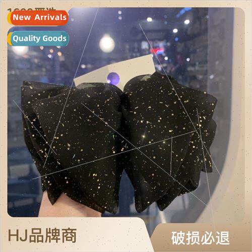 ins full star niche black mesh bow floating fairy hair clip