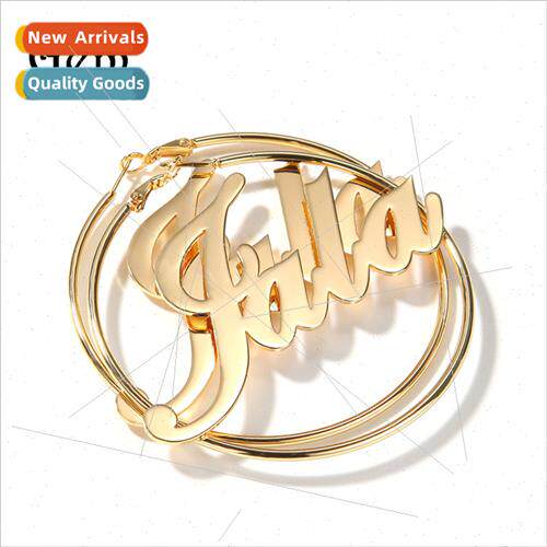 Europe letters circle circle earrings ins earrings ladies hi