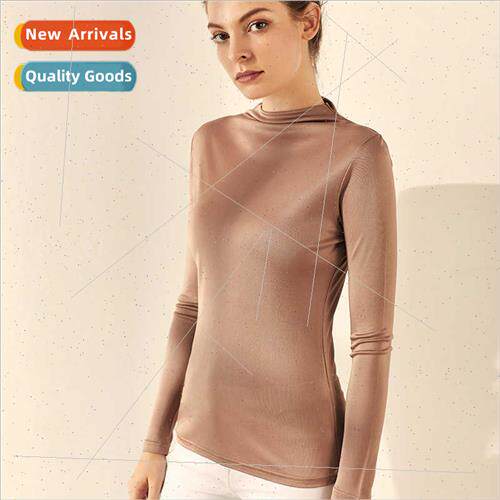 Winter women silk bottoming shirt mulberry silk half-high ne
