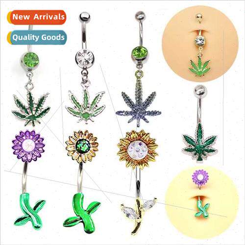 Europe Maple Belly Button Ring Moon Navel Ring Sunflower Nav