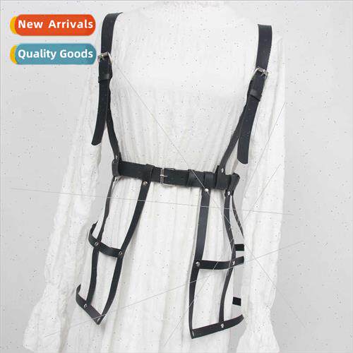 Europe set shooting fashion grid strappy waistband decorativ