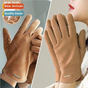 suede touch cycling padded ope men warm gloves Winter screen