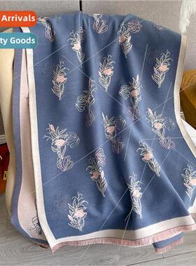 ght xury Faux Cashmere Scarf Women Coat Companion Double ded