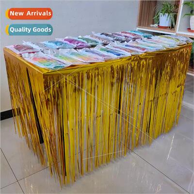 Cross mirror rain silk curtain tassel table skirt banquet pa