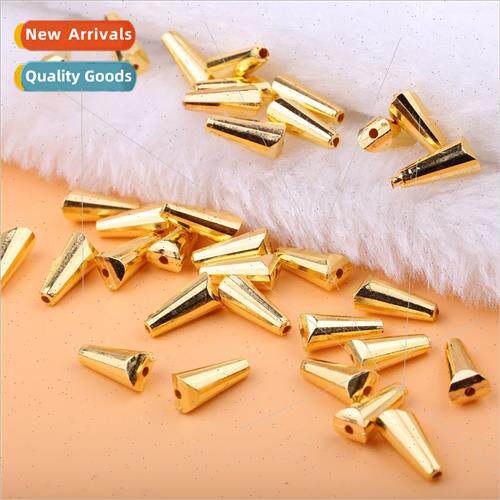 Handmade beads diy material electroplated gold beads straigh
