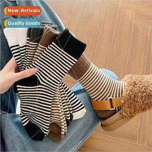 Medela wind striped socks warm women socks thickened student