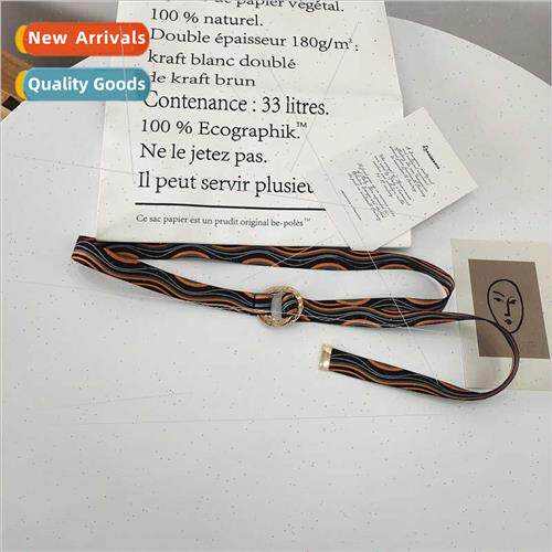 No holes canvas belt female bf wind simple hundred stripes t