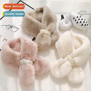 pearl fur velvet Autumn female new scarf buckle winter