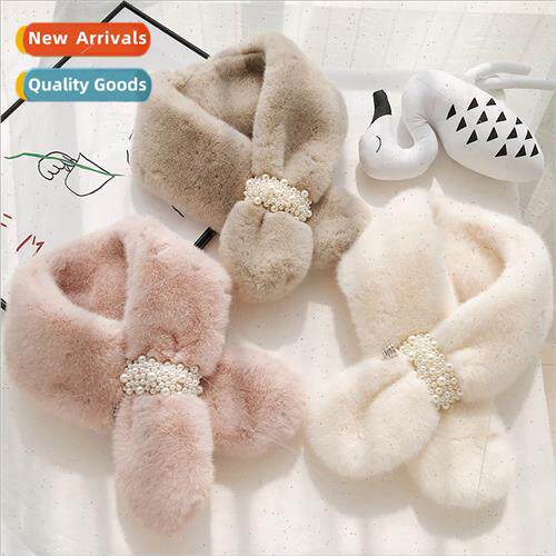 Autumn winter new pearl fur velvet scarf female pearl buckle
