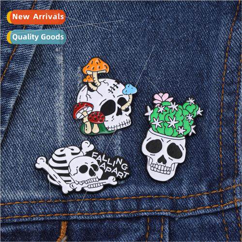 Creative Mushroom Skull Brooch Cactus Halloween Badge Bag Ac