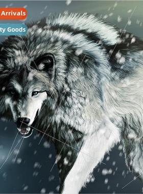 Diamond painting new DIY snow wolf full round diamond handma